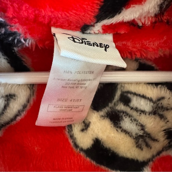 Disney Red Minnie Mouse Fleece Robe Belted toddler Girls Size 4T-5T - Picture 3 of 5